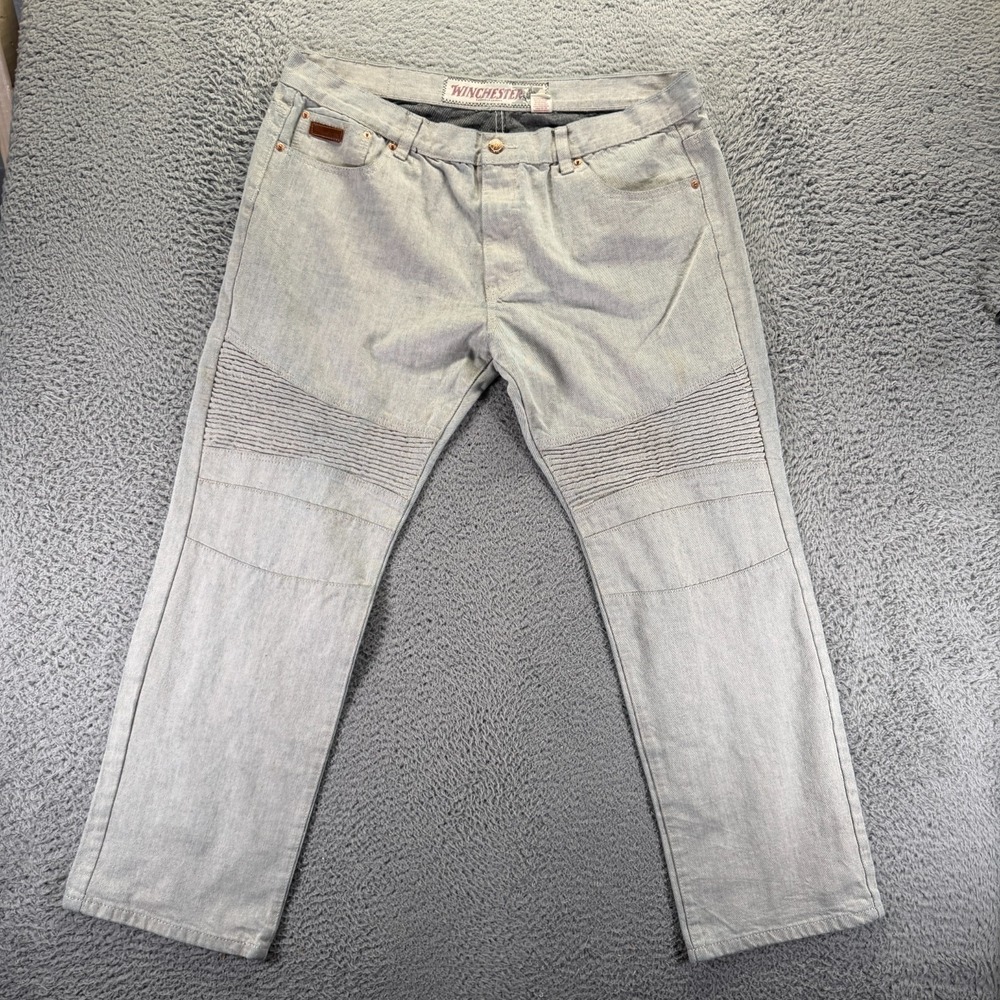 Winchester American Legend Jeans Mens 40x31 Gray Cotton Denim Straight Leg Biker